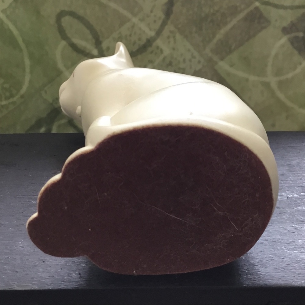 Vtg Sitting Cream Kitty Cat Stone Casting Figurine Eclipse Wales 4” Statue - Picture 5 of 8
